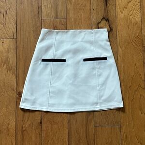 white mini skirt